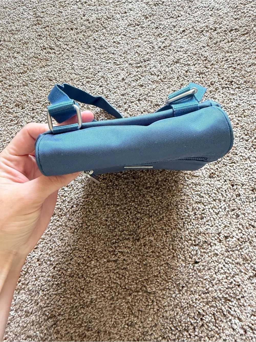 BAGGALLINI Slate Blue Long Nylon Zippered Crossbody Shoulder Bag